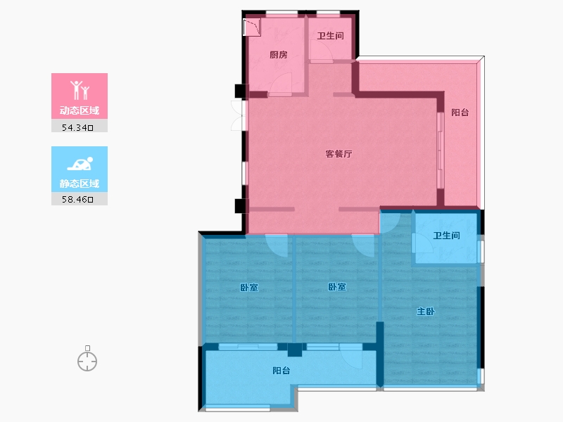 浙江省-宁波市-悦君台-100.99-户型库-动静分区