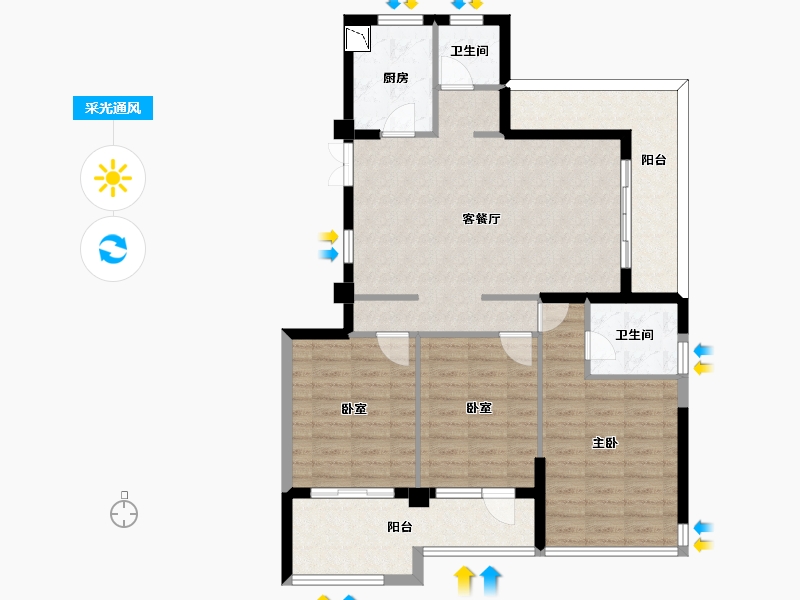 浙江省-宁波市-悦君台-100.99-户型库-采光通风