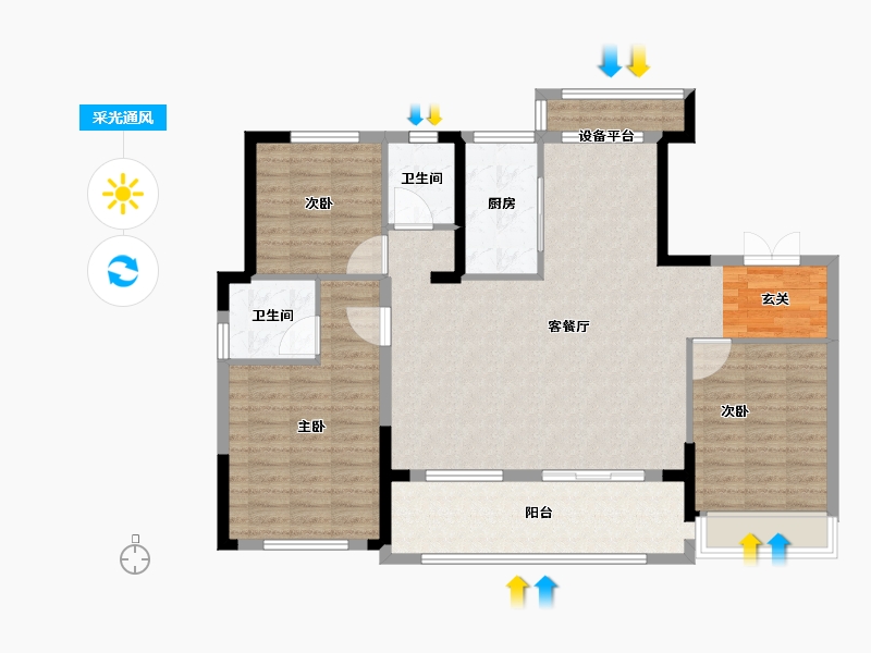 浙江省-台州市-万维书香名邸-110.00-户型库-采光通风