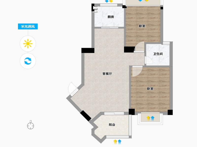 福建省-泉州市-湖光山舍-64.25-户型库-采光通风