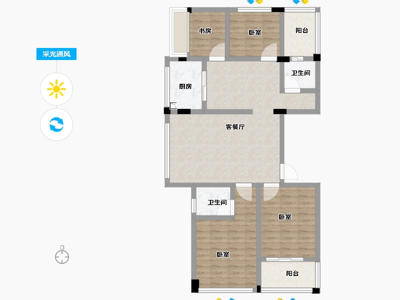 浙江省-丽水市-望湖家园二期-95.41-户型库-采光通风