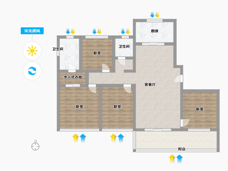 浙江省-宁波市-海泉湾-104.99-户型库-采光通风