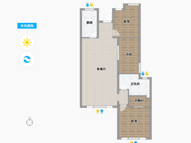 浙江省-杭州市-绿城晓荷江南-104.00-户型库-采光通风