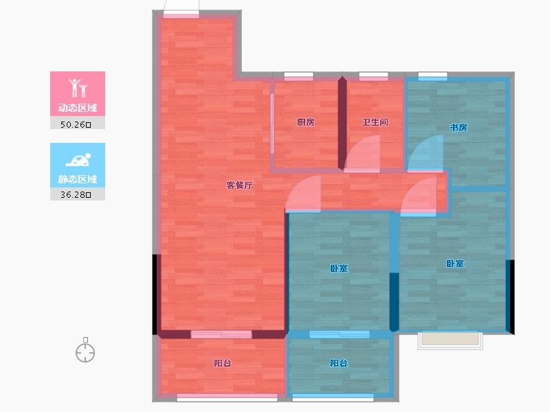 江苏省-扬州市-佳源·西城印象-78.00-户型库-动静分区