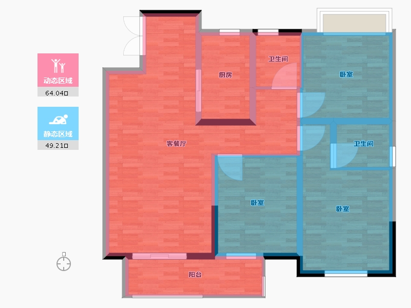 江苏省-扬州市-晶龙宸龙学府-102.00-户型库-动静分区