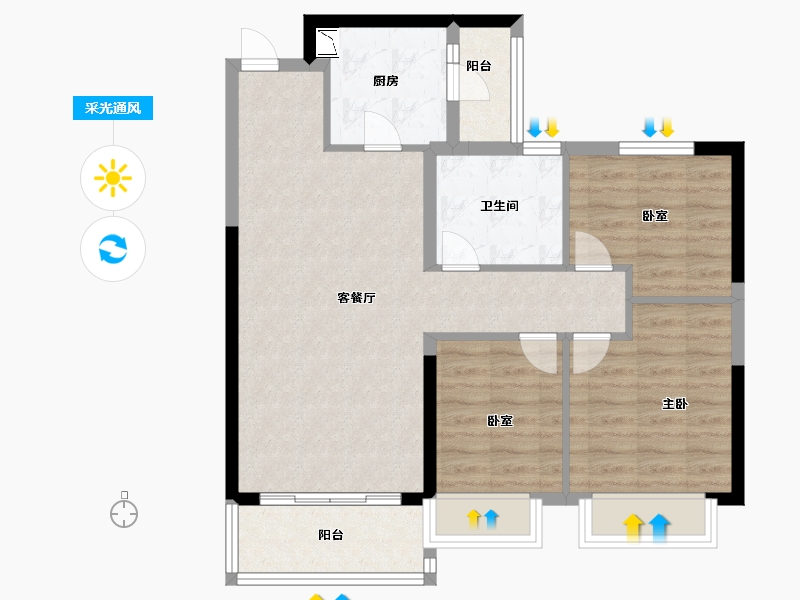 安徽省-六安市-新滨湖恒大文化旅游城-78.00-户型库-采光通风