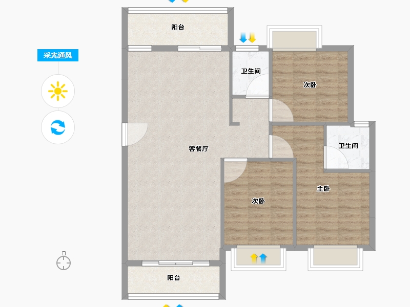 福建省-漳州市-宸洲尚品府-94.00-户型库-采光通风