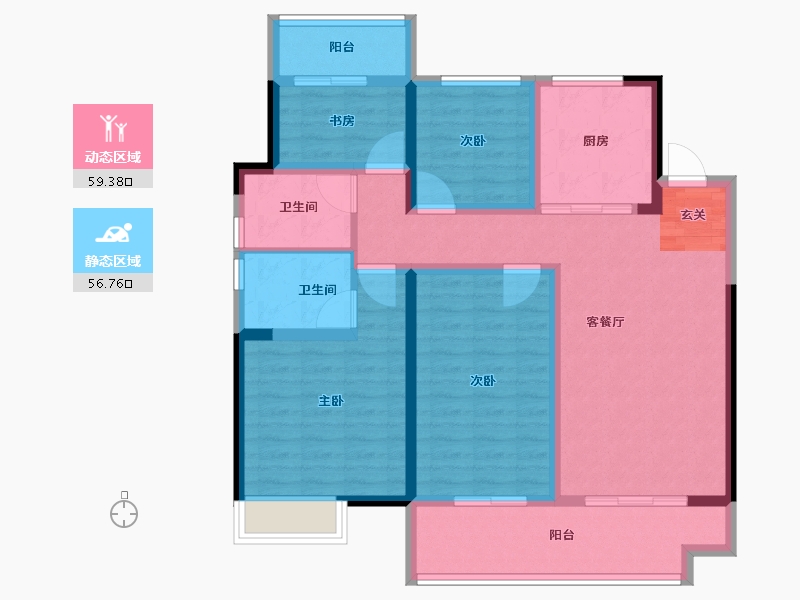 安徽省-阜阳市-佳海塞纳华庭-103.00-户型库-动静分区