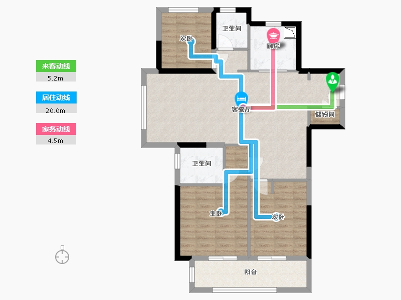 江苏省-南通市-万科翡翠公园-90.00-户型库-动静线