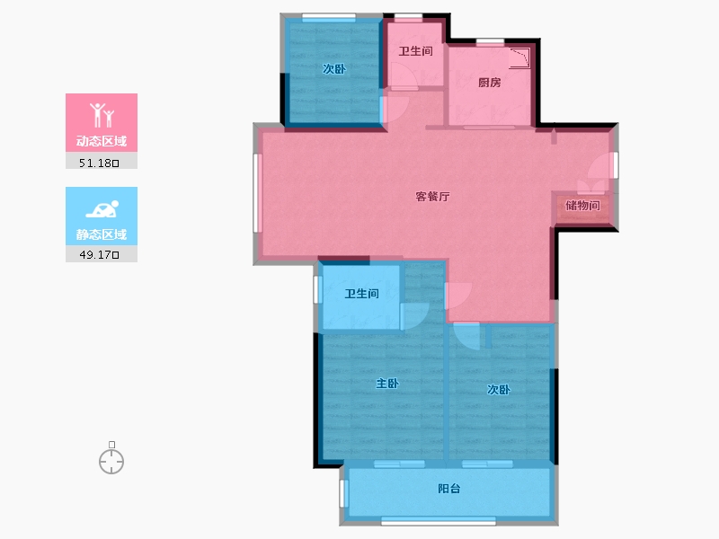 江苏省-南通市-万科翡翠公园-90.00-户型库-动静分区