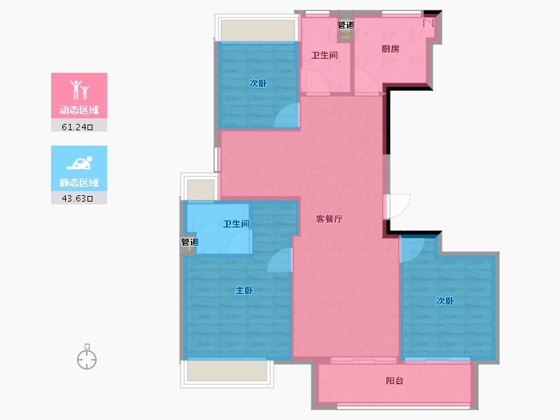 江苏省-泰州市-融创靖江玉兰公馆-95.75-户型库-动静分区