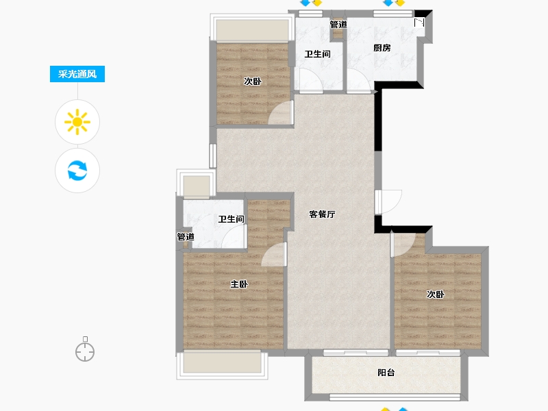 江苏省-泰州市-融创靖江玉兰公馆-95.75-户型库-采光通风