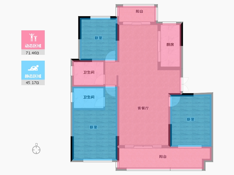 安徽省-芜湖市-中城 桃花源-104.45-户型库-动静分区