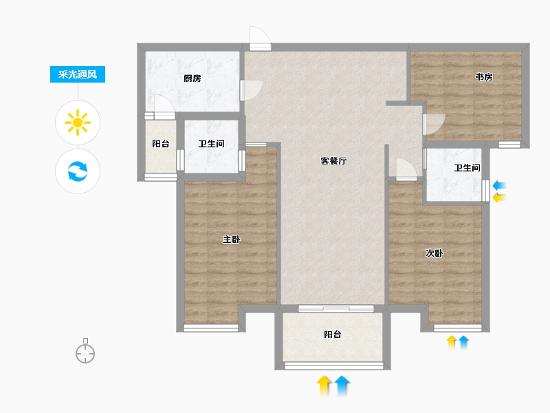 江西省-九江市-新城国际-93.60-户型库-采光通风