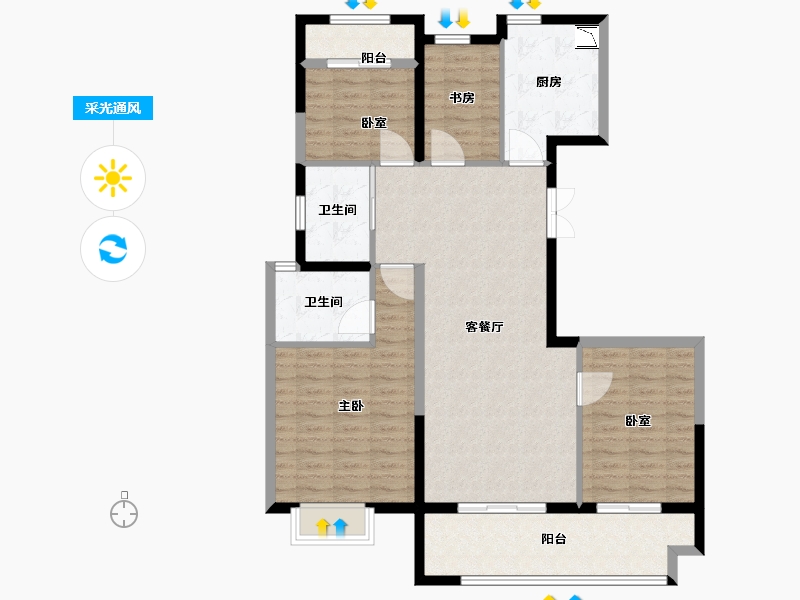 浙江省-宁波市-中梁象山中心大厦-110.00-户型库-采光通风