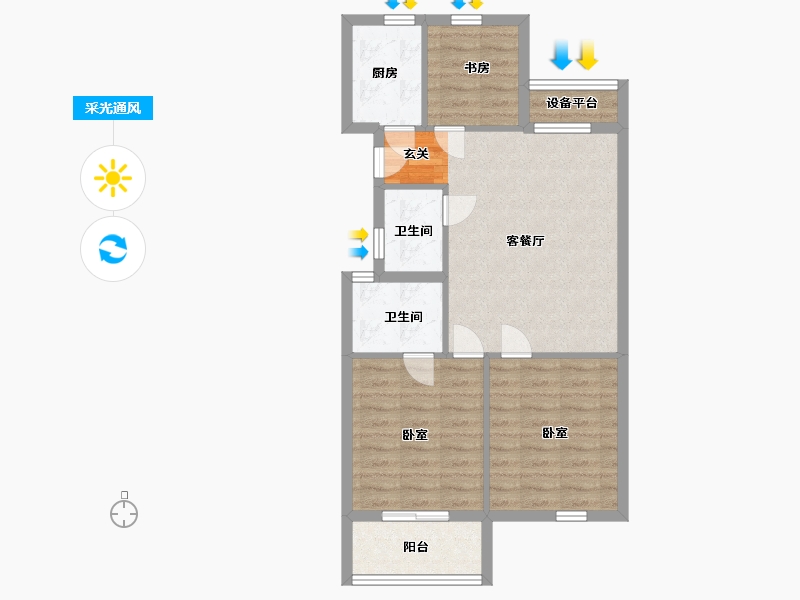 浙江省-嘉兴市-湖畔首府-69.00-户型库-采光通风