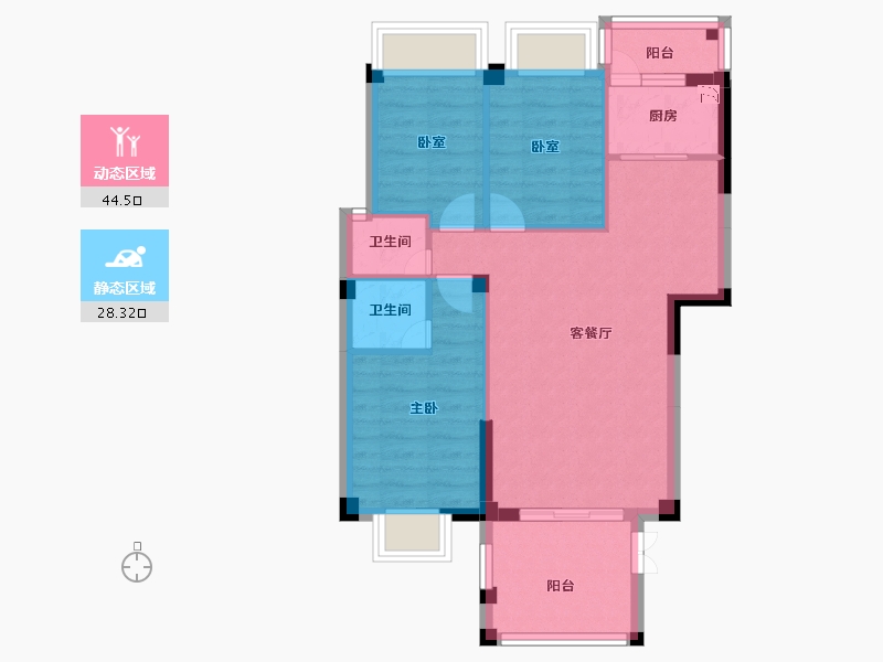 福建省-泉州市-湖光山舍-64.44-户型库-动静分区