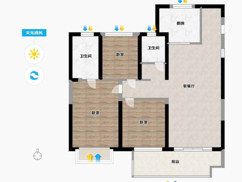 浙江省-宁波市-海泉湾-88.99-户型库-采光通风