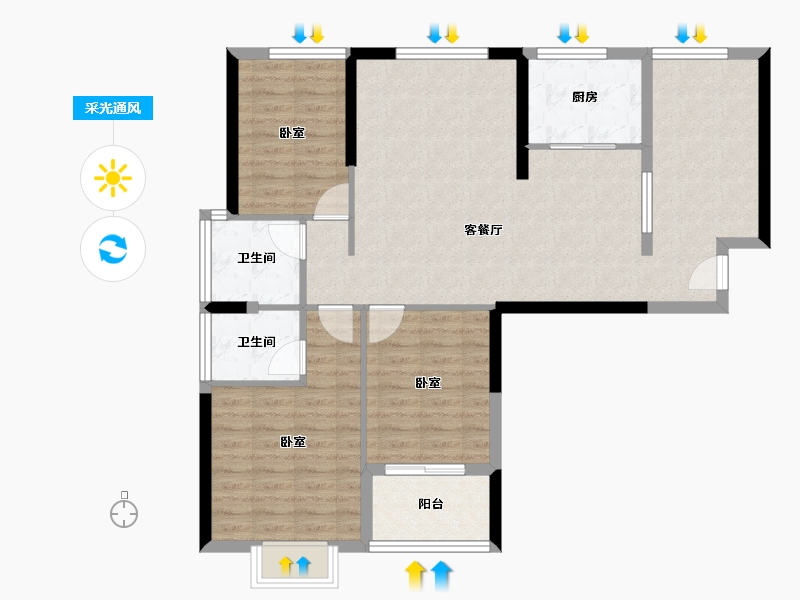 福建省-福州市-群升江山城-94.92-户型库-采光通风