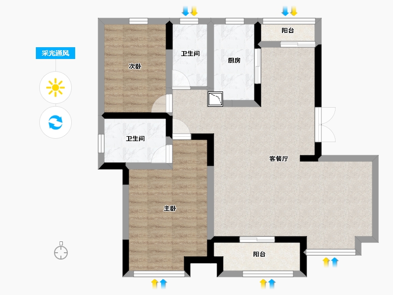 江西省-南昌市-新力帝泊湾-78.00-户型库-采光通风