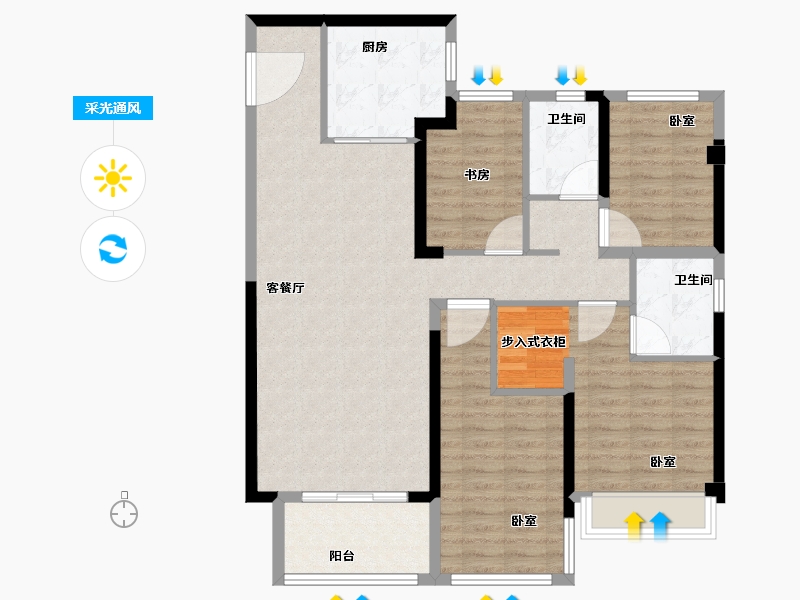 福建省-泉州市-美的智慧城-106.00-户型库-采光通风