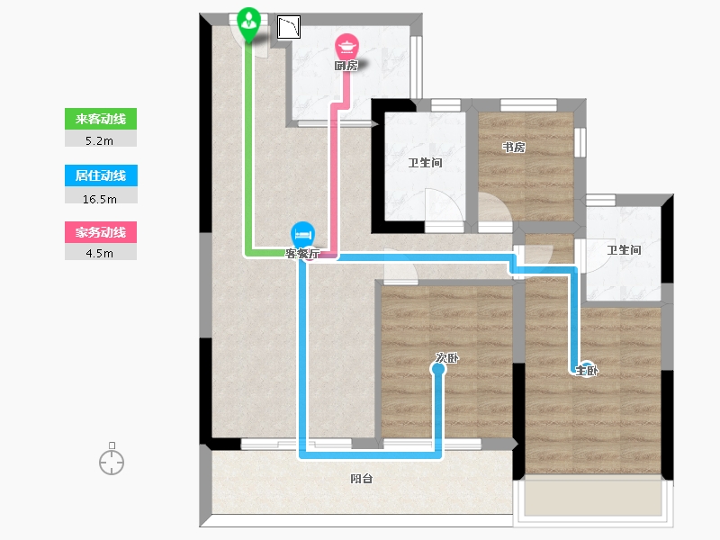 浙江省-杭州市-众安绿城南湖明月-70.91-户型库-动静线