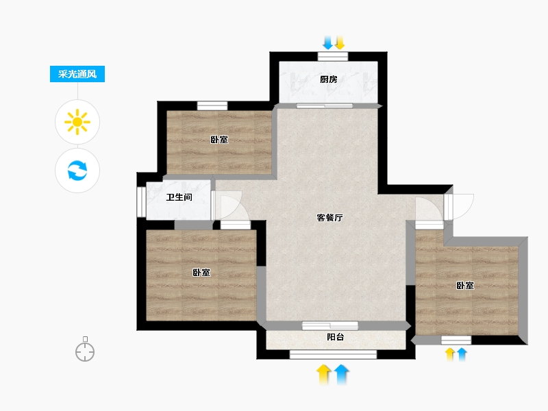 宁夏回族自治区-银川市-正丰海德家园-48.53-户型库-采光通风