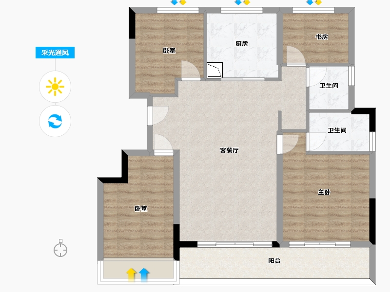 浙江省-杭州市-荷源府-98.45-户型库-采光通风