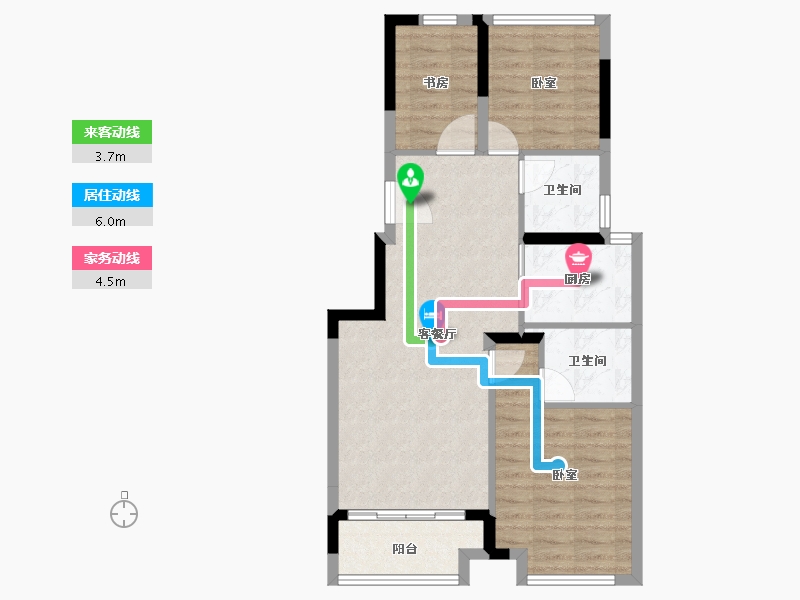 浙江省-宁波市-慈溪保利悦堂府-73.55-户型库-动静线