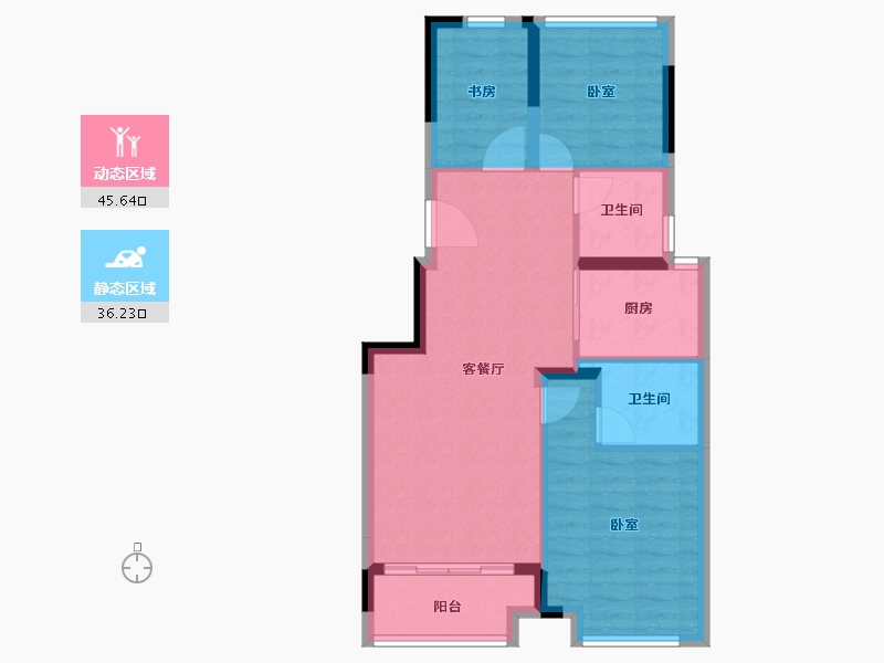 浙江省-宁波市-慈溪保利悦堂府-73.55-户型库-动静分区