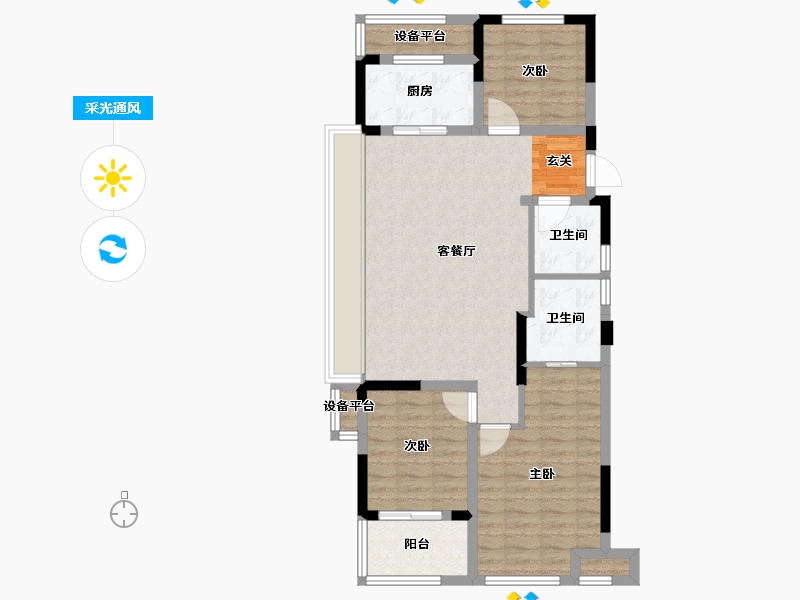 浙江省-台州市-旭辉府-85.99-户型库-采光通风