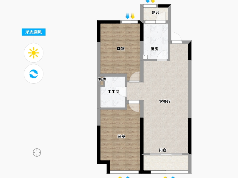 山东省-青岛市-青特赫府二期-72.00-户型库-采光通风