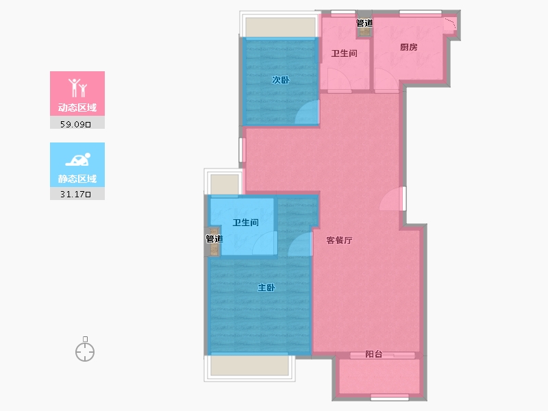 江苏省-泰州市-融创靖江玉兰公馆-82.30-户型库-动静分区