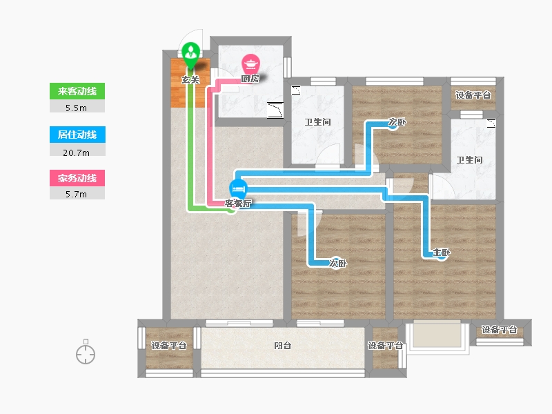 浙江省-台州市-绿地德加公馆-80.00-户型库-动静线