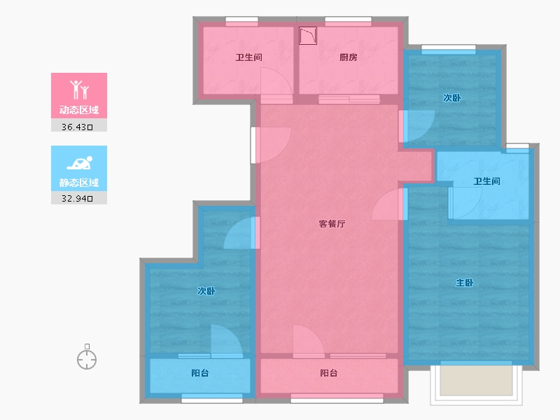 北京-北京市-中海云熙-60.86-户型库-动静分区