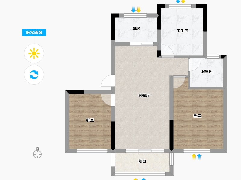 安徽省-芜湖市-滨湖世纪-71.62-户型库-采光通风