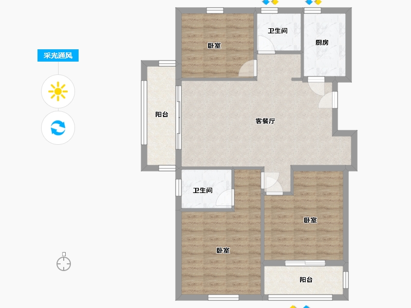 浙江省-嘉兴市-湖畔首府-85.77-户型库-采光通风