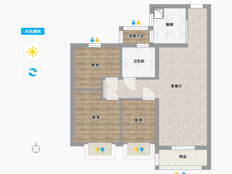 浙江省-嘉兴市-恒大滨河左岸-62.12-户型库-采光通风