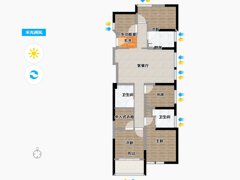 江苏省-常州市-万泰国际广场檀香湾-114.64-户型库-采光通风