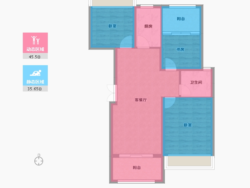 浙江省-衢州市-凯升东城1号-72.83-户型库-动静分区