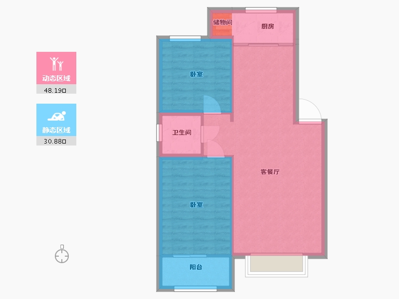 宁夏回族自治区-石嘴山市-恒昌未来城-72.06-户型库-动静分区