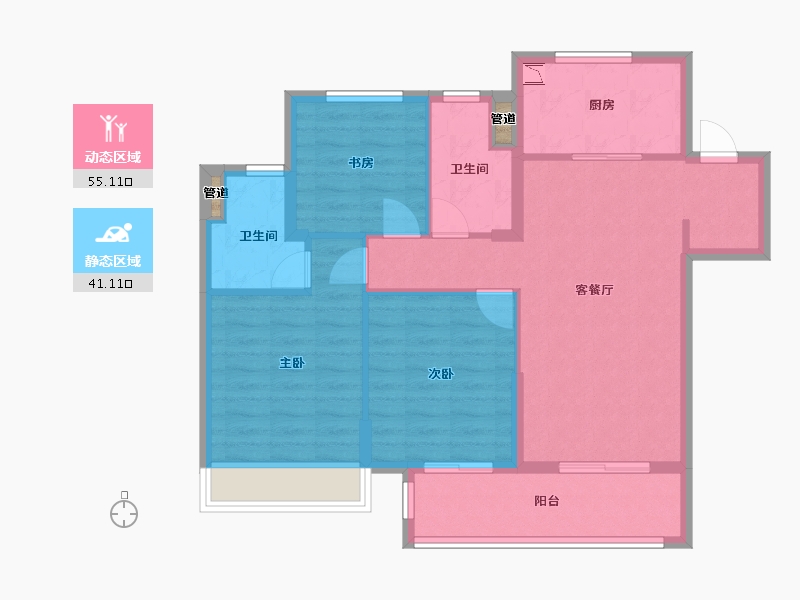 江苏省-泰州市-融创靖江玉兰公馆-87.00-户型库-动静分区