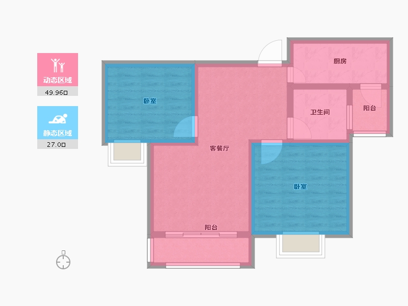 山东省-青岛市-伟东湖山美地 书香郡-68.02-户型库-动静分区