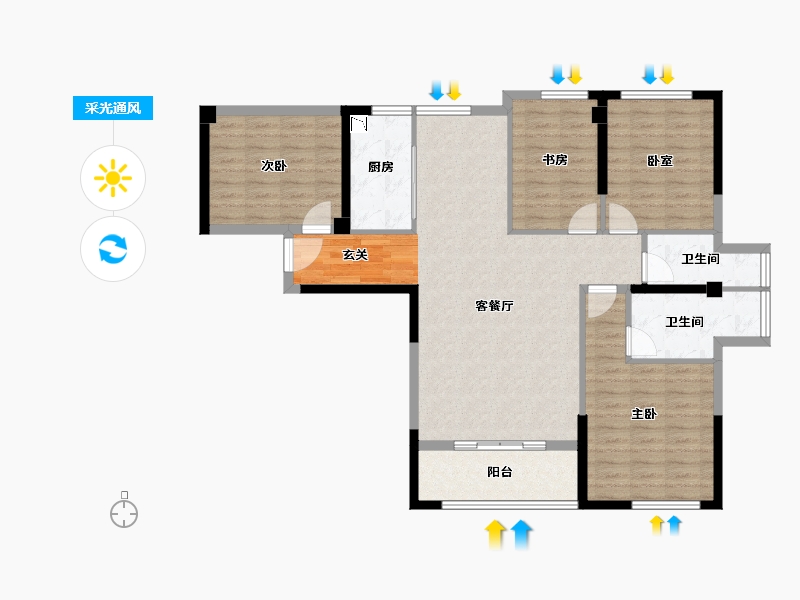 福建省-漳州市-漳发名都-106.00-户型库-采光通风