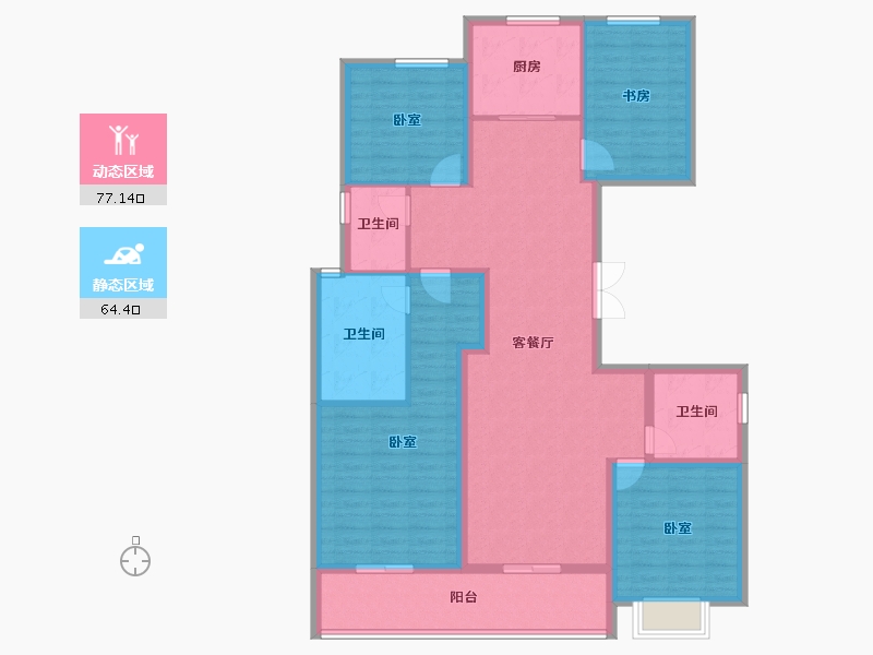 浙江省-杭州市-融创滨江杭源御潮府-127.28-户型库-动静分区