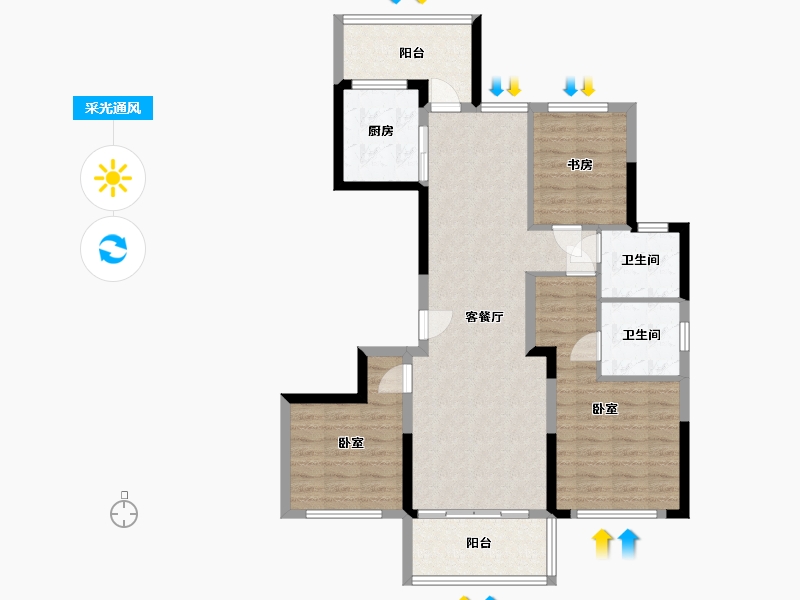 浙江省-宁波市-金隅大成郡三期-96.05-户型库-采光通风