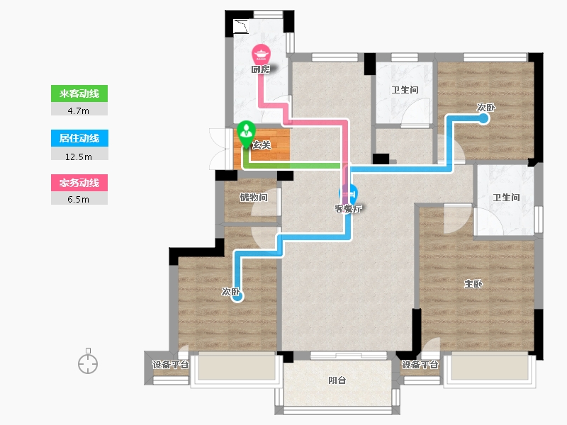 浙江省-台州市-君泰学府-85.71-户型库-动静线