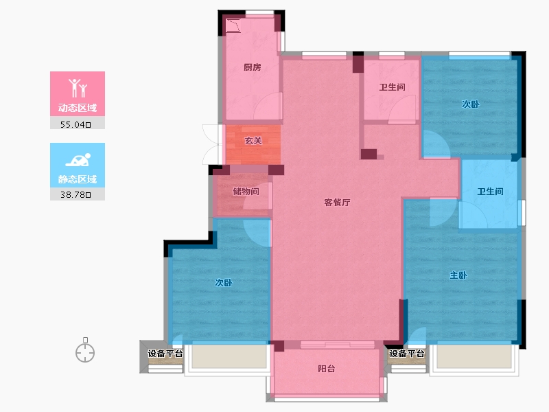 浙江省-台州市-君泰学府-85.71-户型库-动静分区