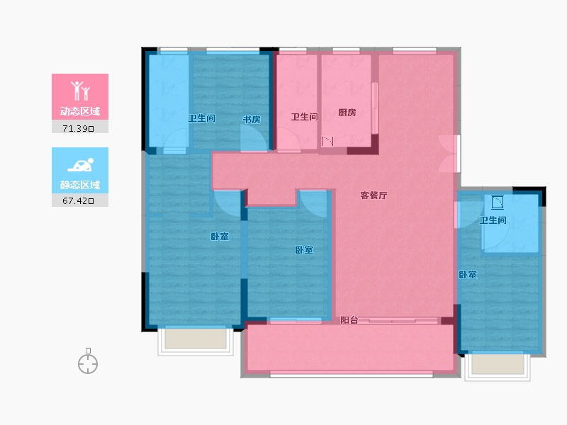 安徽省-合肥市-禹洲绿城蘭园-124.00-户型库-动静分区