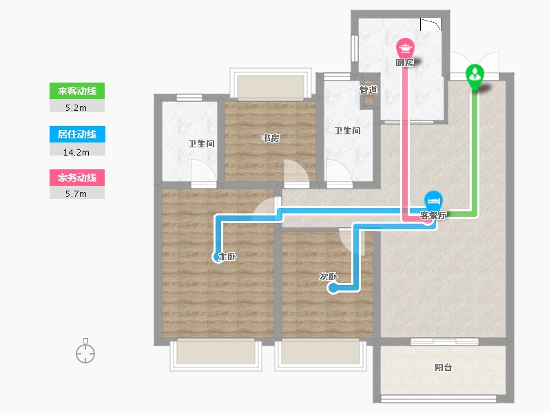 江苏省-泰州市-金通海棠湾-98.00-户型库-动静线